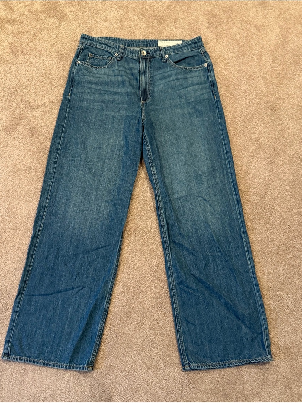 Rag & Bone Lori Mid Rise Wide Leg Jeans 31 Covington Blue